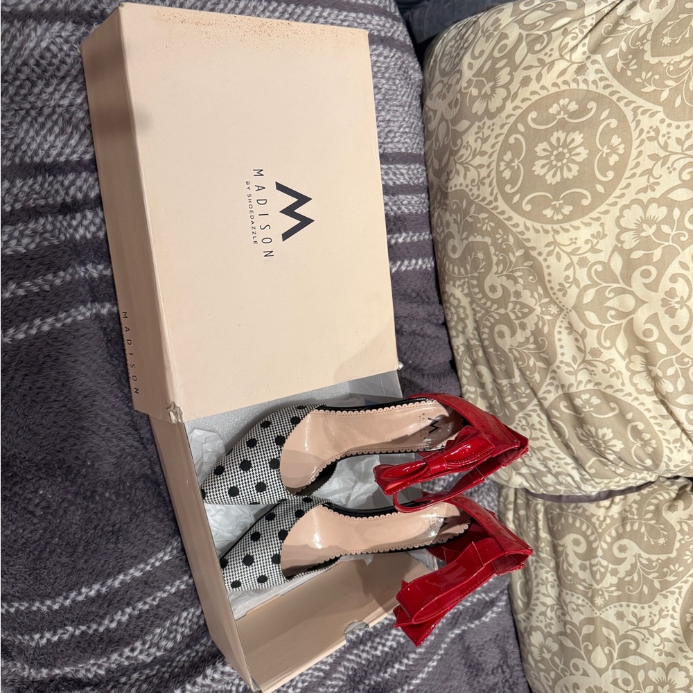Madison Red and Black Stiletto Heels
